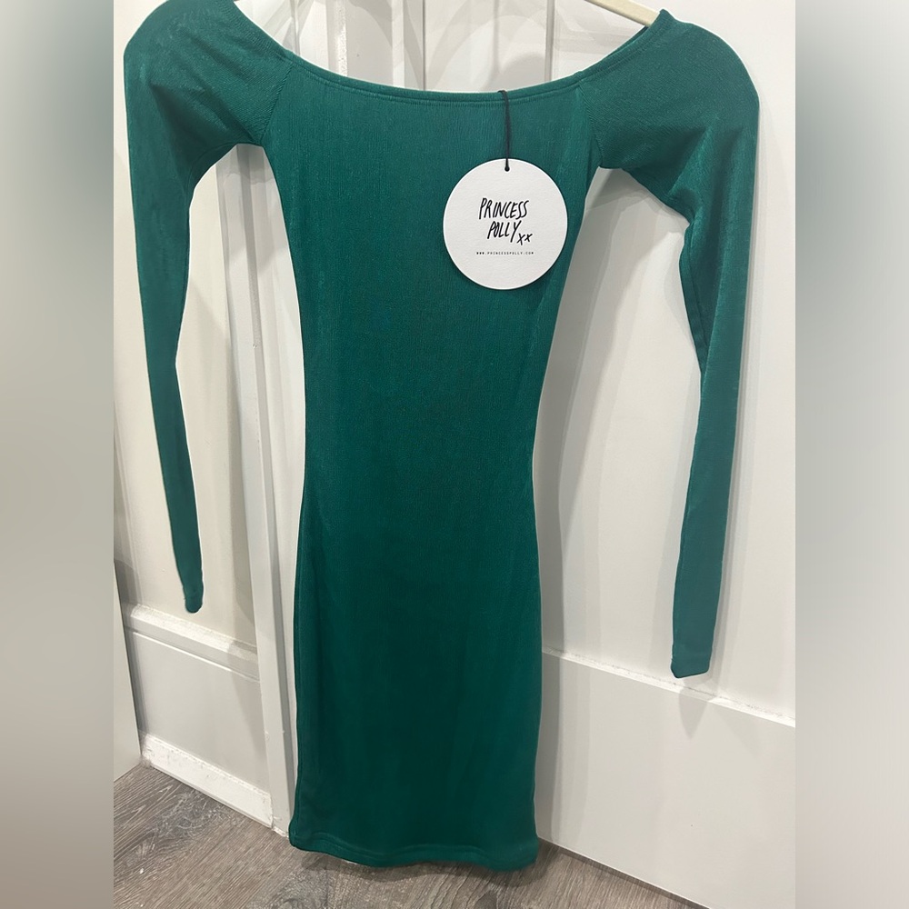 Green mini dress.
